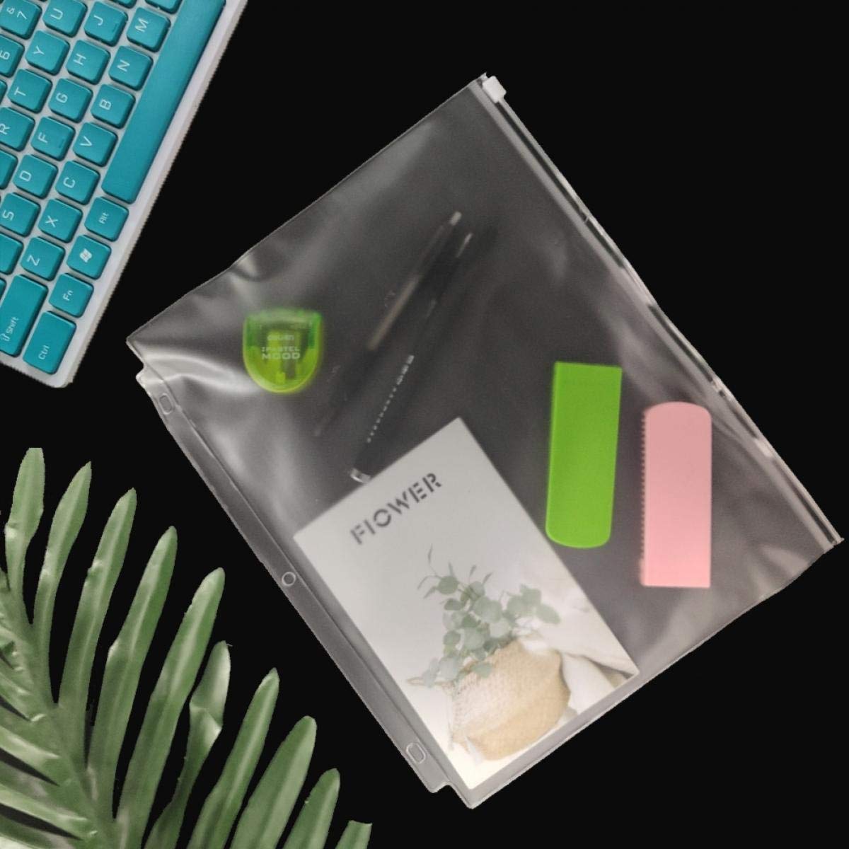 YoeeJob 3 Holes Clear PVC Zipper Binder Pocket Insert Pages Letter Size, 8 1/2" x 11 Loose Leaf Binder Filing Storage Bags 15 Per Pack