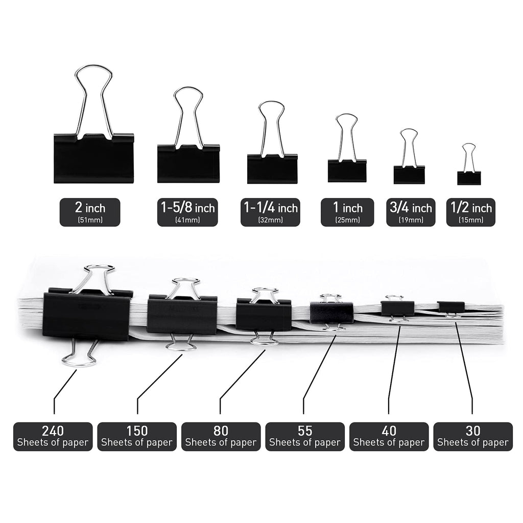 Large Binder Clips 1.6 Inch Black 48 Pcs, Binder Clips 41mm for Teacher School Office and Business