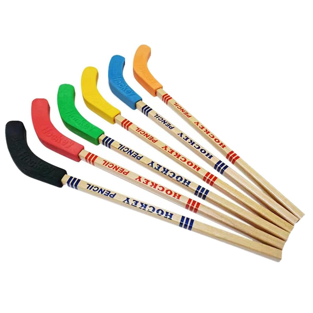Mtxorvix 12 Pcs Hockey Pencils and Erasers - 9 Inch Stick Sports Theme Party Supplies, Fun Cool Pencils for Fans