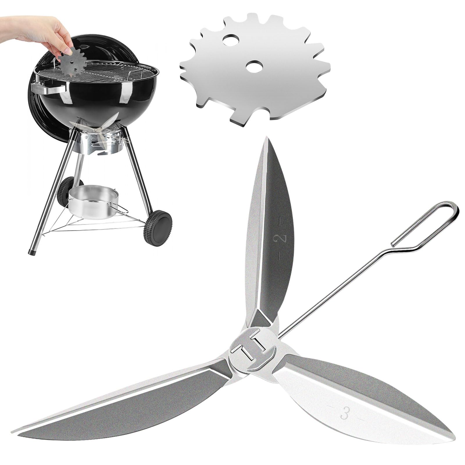 22-1/2-Inch One-Touch Cleaning System Kit, 7444 Replacement Parts-Grill Damper for Weber Grill, Also for Master-Touch Series, Performer Series, and Original Kettle Series 22" Charcoal Grills, Silver