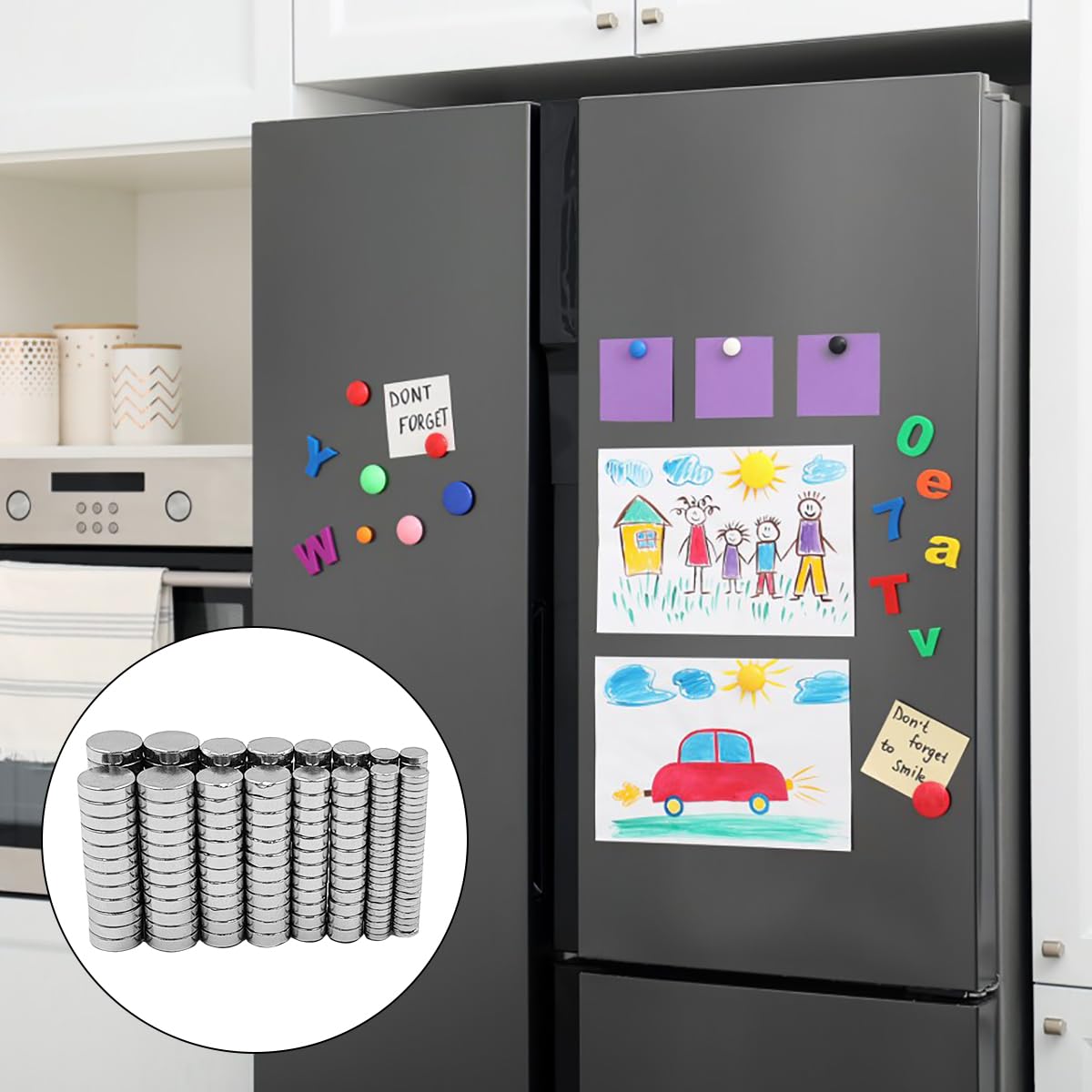 250 Pcs Small Strong Magnets, Tiny Thin Mini Magnets,100 Pcs 3X1mm, 50 Pcs 4x2mm, 50 Pcs 5x2mm, 50Pcs 6x2mm, Round Small Magnet, for Crafts, Whiteboard, Fridge, Kitchen, Office