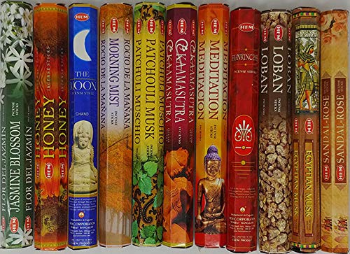 Hem Incense -12 Box Best Variety Pack 20 Sticks Each - 240 Sticks - 240g - 45+min Burn