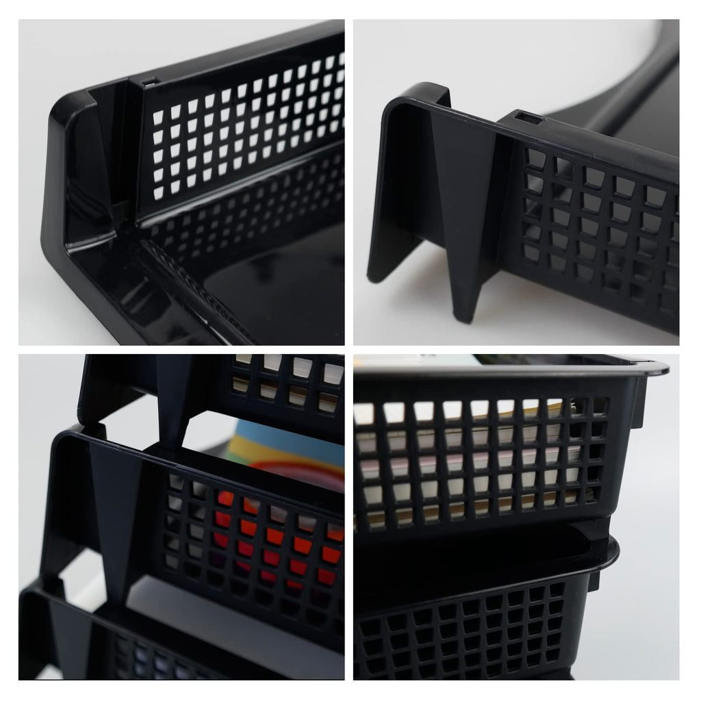 Minekkyes Stackable Office Tray, 6 Tier Document Letter Tray Organizer, Black Stacking Tray