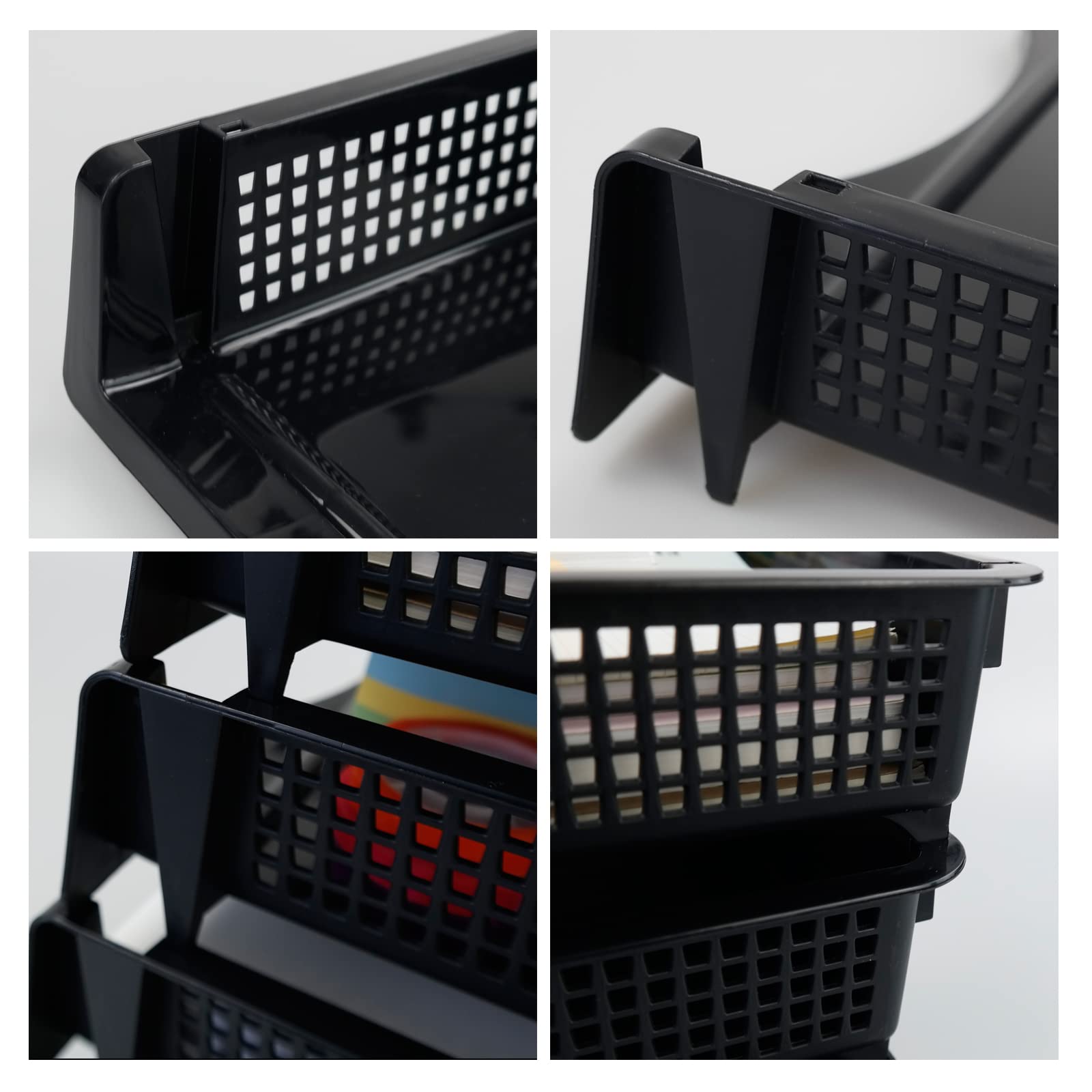 Minekkyes Stackable Office Tray, 6 Tier Document Letter Tray Organizer, Black Stacking Tray