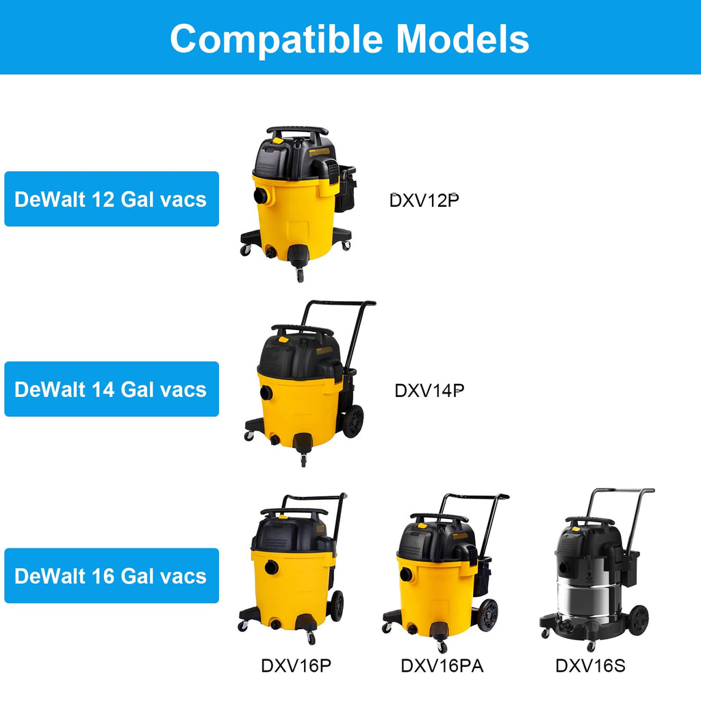 DXVA19-4102 Dust Bag, Vacuum Bags Compatible with DEWALT 12-16 Gallon Wet/Dry Vacuum DXV12P DXV14P DXV16P DXV16PA DXV16S (6 Pcs)