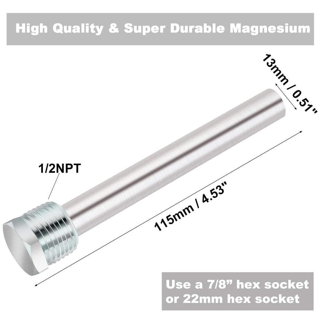 2 Pack RV Water Heater Anode Rod - 4.5" L x 1/2" NPT, Replacement Part for Atwood Dometic Water Heater 11553