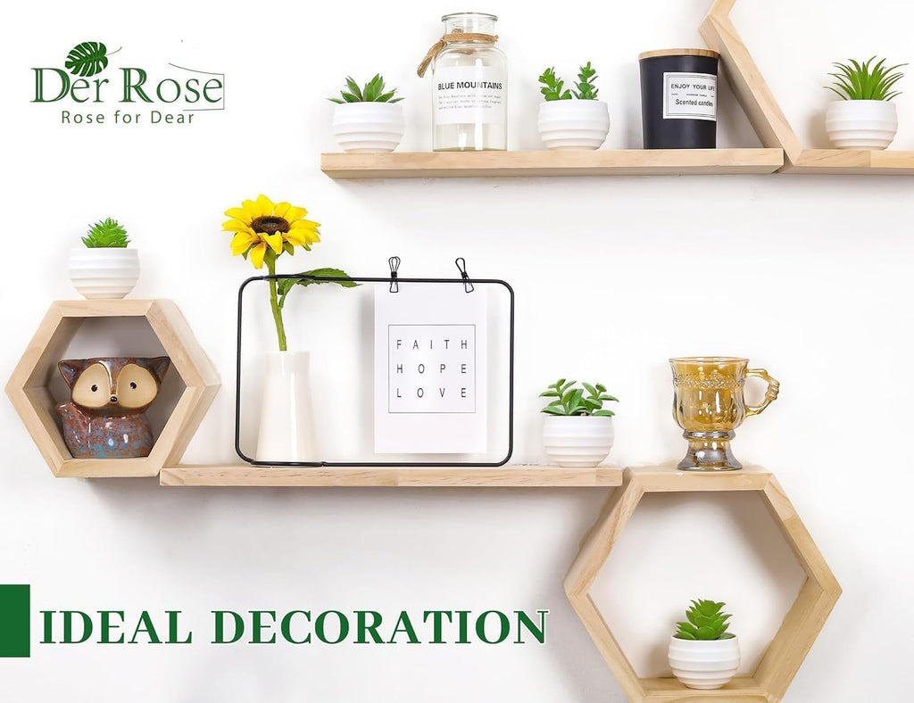 Der Rose 6Pcs Small Fake Plants Cute Artificial Succulent Faux Plants for Home Bathroom Living Room Office Desk Shelf Bookshelf Decor Indoor Aesthetic