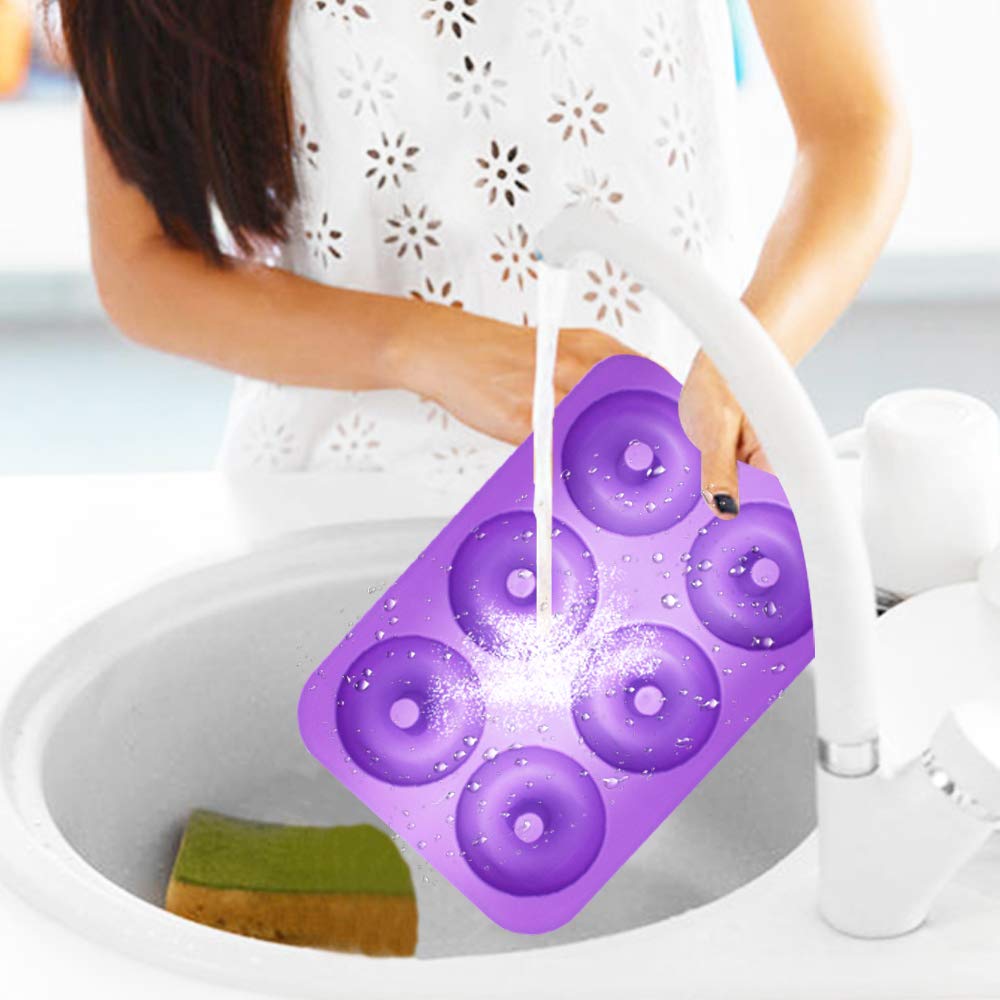 3 Pack Silicone Baking Tray Doughnut Maker Moulds, FineGood Cupcake Tray Silicone Muffin Molds Donut Pan Bagel Making Mould Tray