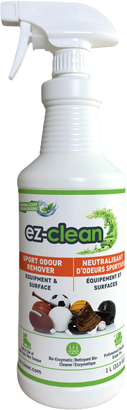 ez-clean Odour Remover- Highly Concentrated Bio Enzyme - Sport Odour Eliminator for Hockey, Soccer and all sport equipment. 1 L Spray