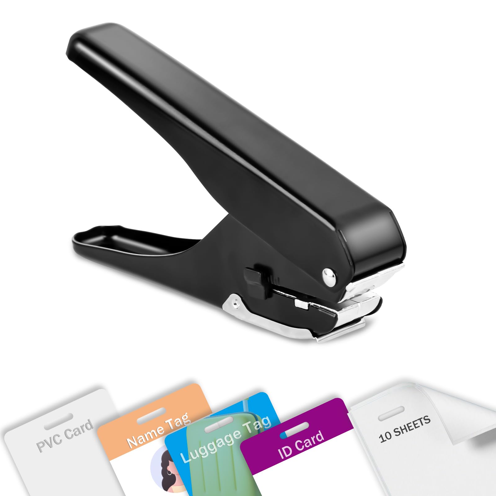 Heavy-Duty Slot Punch, Handheld Badge Hole Puncher, All Metal ID Card Puncher, Slotting Punch Tool for PVC ID Card, Luggage tag, Name Tag and Badge Holder