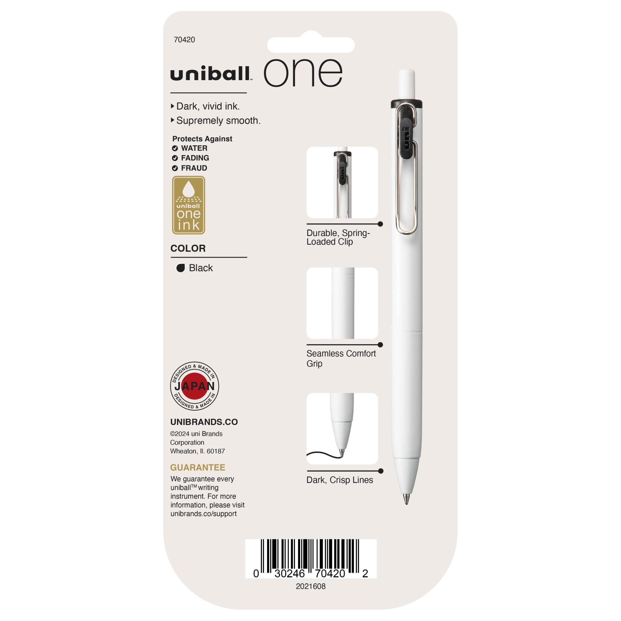 Uniball One Gel Pen 5 Pack; 0.7mm Medium Black Gel Ink | Office Supplies Sold by Uniball are Ballpoint Pen; Colored Gel Fine Point; Smooth Writing