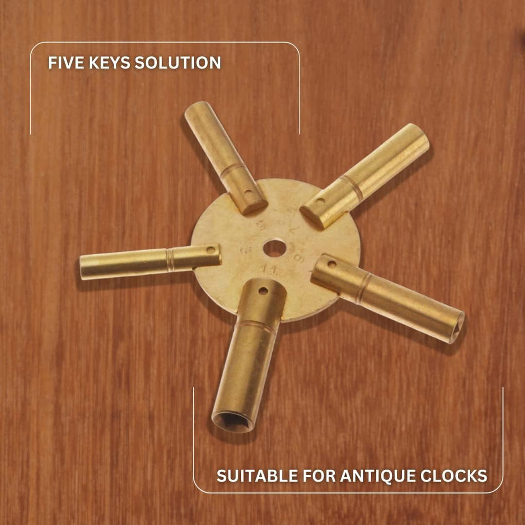 2 Pieces 5-in-1 Odd/Even Number Brass Clock Winding Key