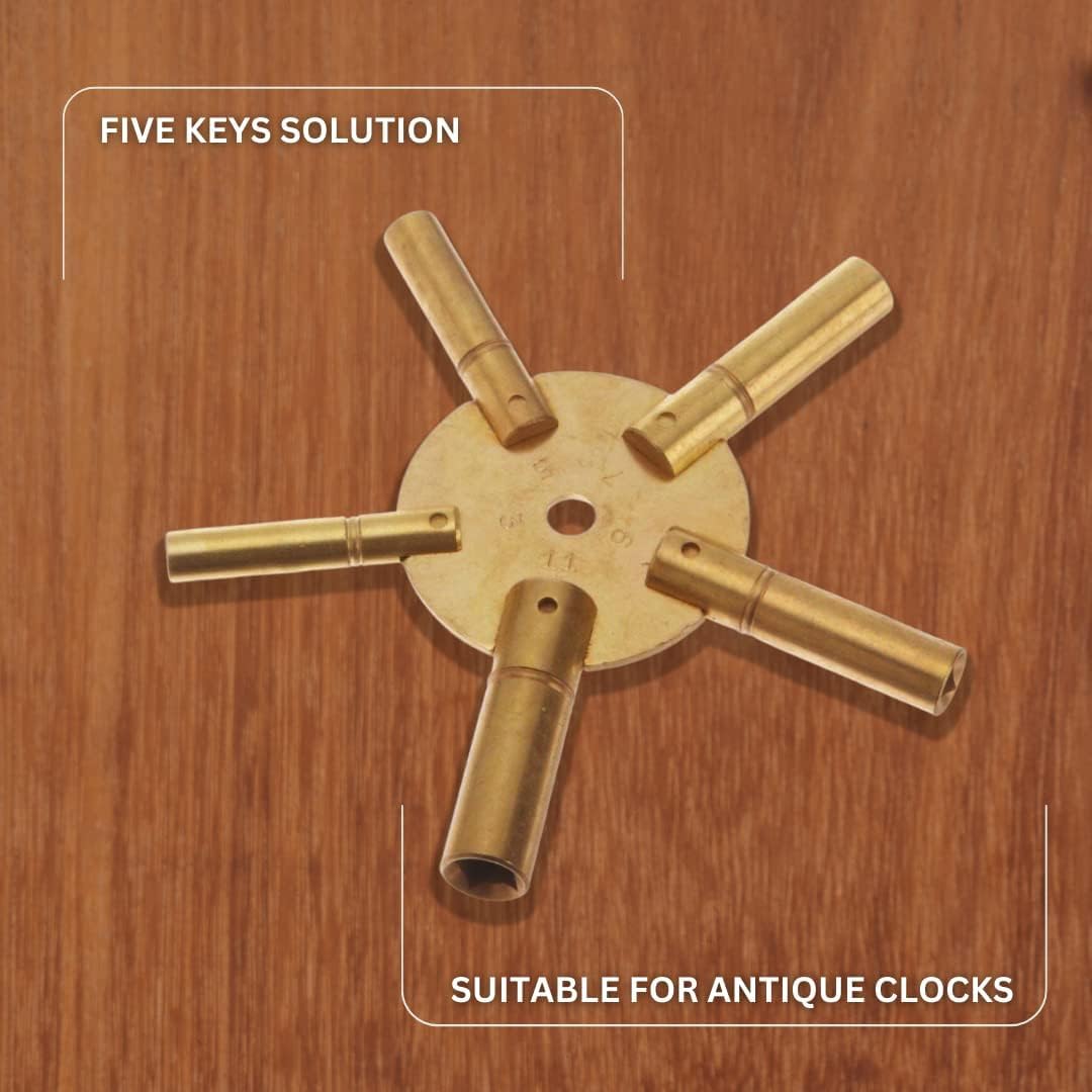 2 Pieces 5-in-1 Odd/Even Number Brass Clock Winding Key