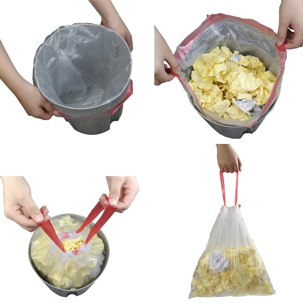 EudokkyNA 1.2 Gallon Clear Bathroom Trash Bags With Drawstring, 220 Bags/4 Rolls