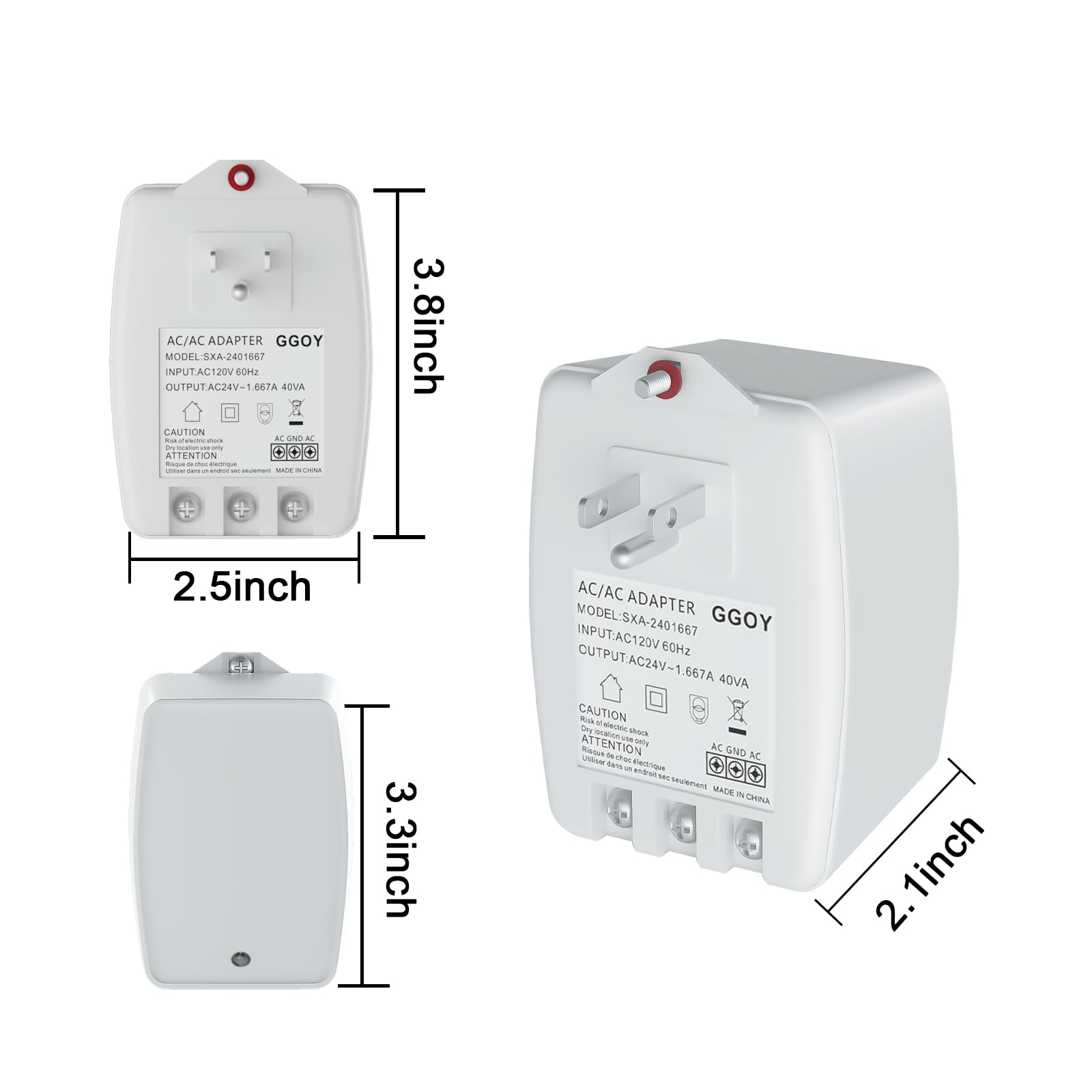 24VAC 40VA Plug in Doorbell Transformer Compatible with Ring, Nest, Eufy, Wyze Video Door Bell, All of Doorbell Nest Ecobee Sensi and Honeywell Thermostat,with PTC Fuse
