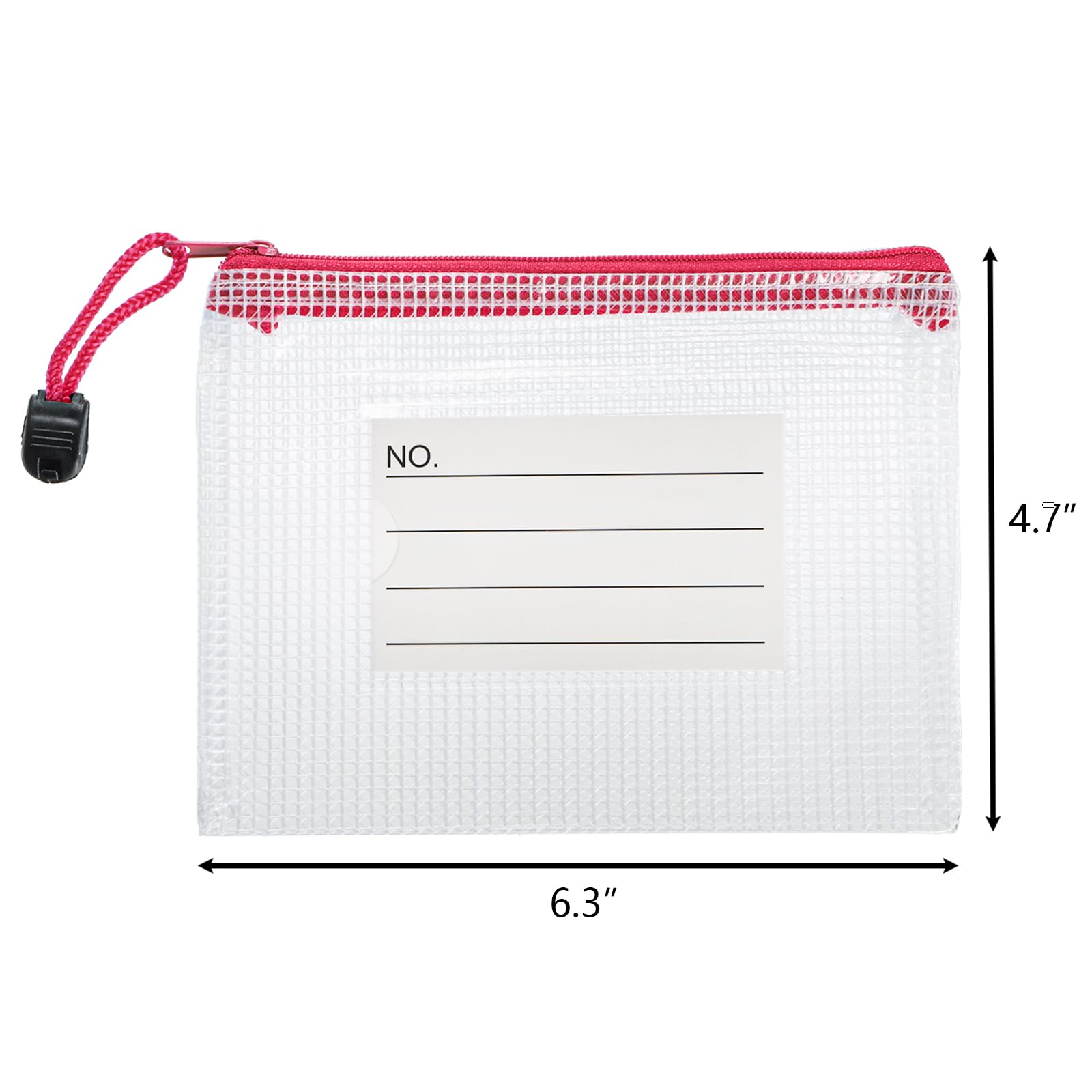 Hedume 30 Pcs 10 Colors Small Zipper Mesh Pouch with Label Pocket, A6 Size 6.3 x 4.7 Inches Waterproof Zip Mesh Bag, Plastic Mesh Zipper Pouch for School Office Supplies, Cosmetics Travel Accessories
