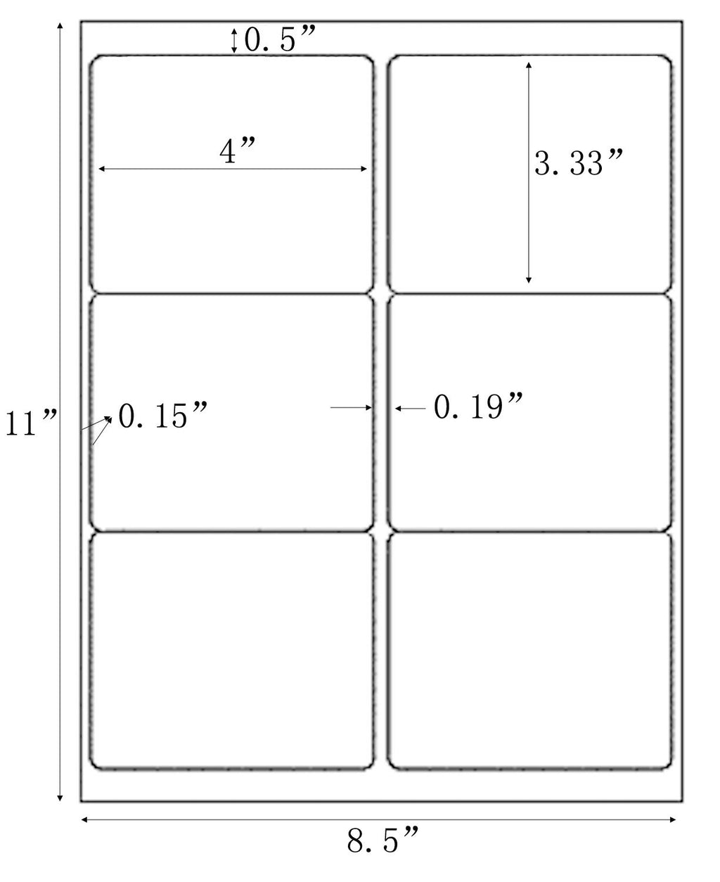3-1/3" x 4" Shipping Address Labels 600 Label Stickers Paper for Laser/Inkjet Printer 6 per Page Printable Mailing Labels, FBA Box Labels - Matte, 100 Sheets