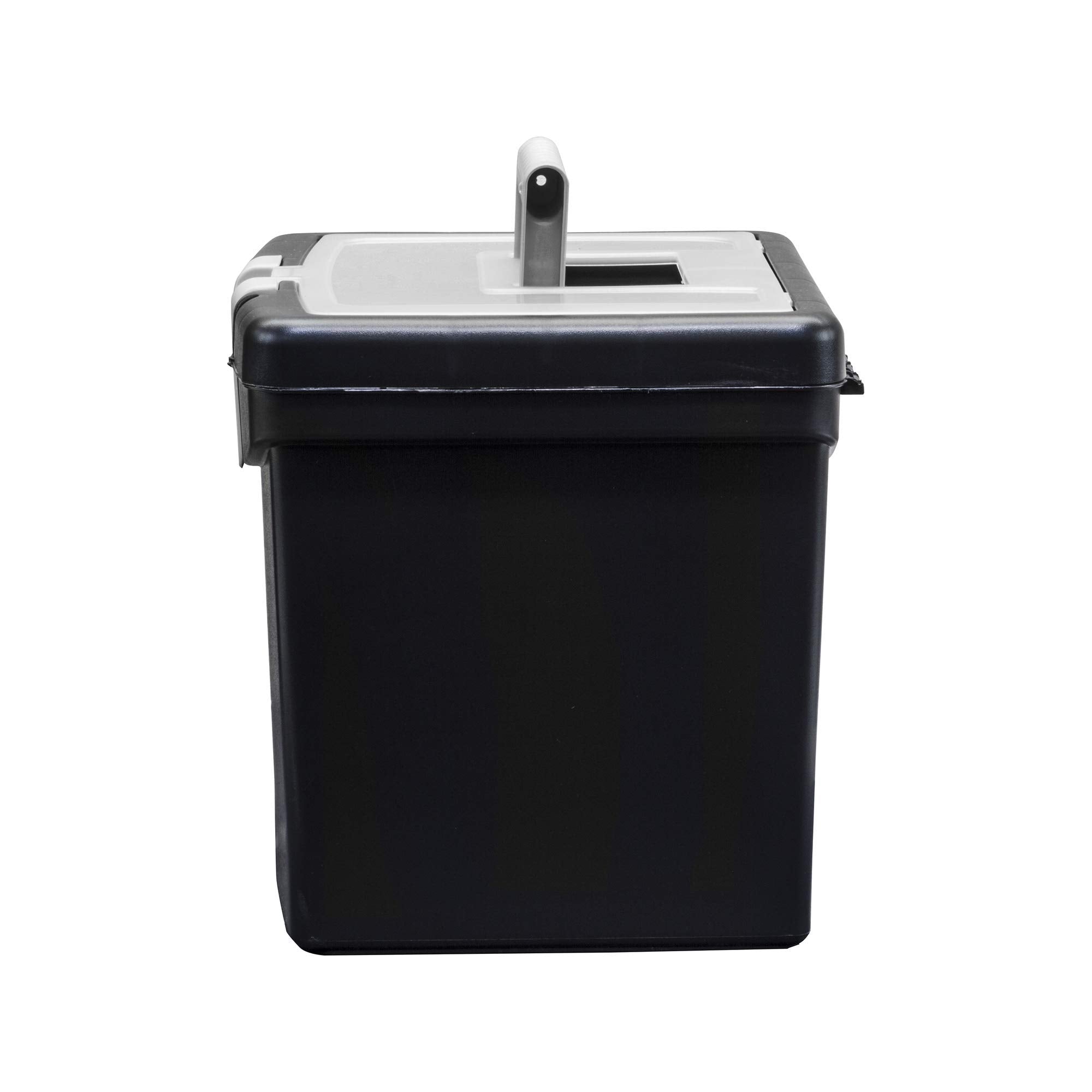 Storex Portable File Box with Organizer Lid – Plastic Office File Storage Box for Letter Paper and Hanging Folders, Obsidian, 1-Count (61504C01C)