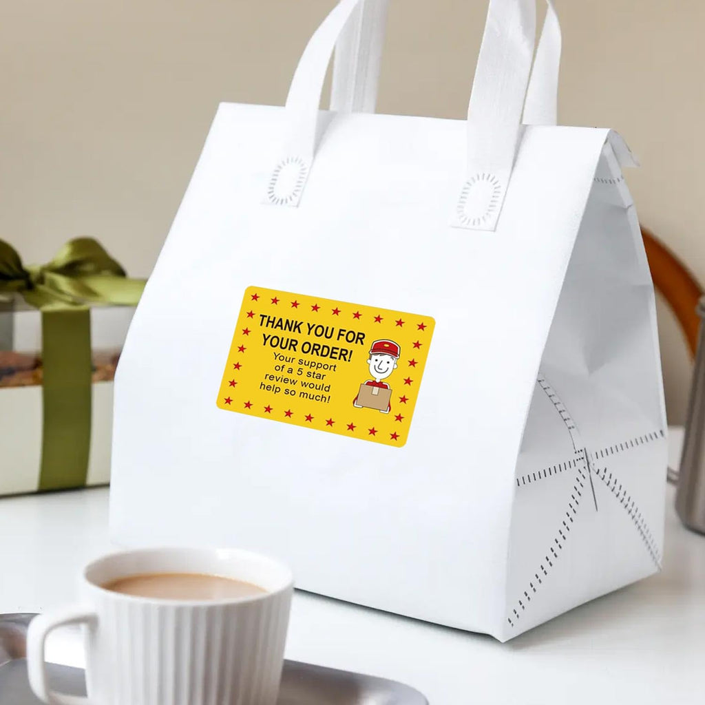 250 Pcs Star Review Delivery Labels Thank You for Your Order Stickers 2 x 3 Inch - Food Delivery Tamper Evident Sealed for Freshness Labels Stickers for Food Package Takeout