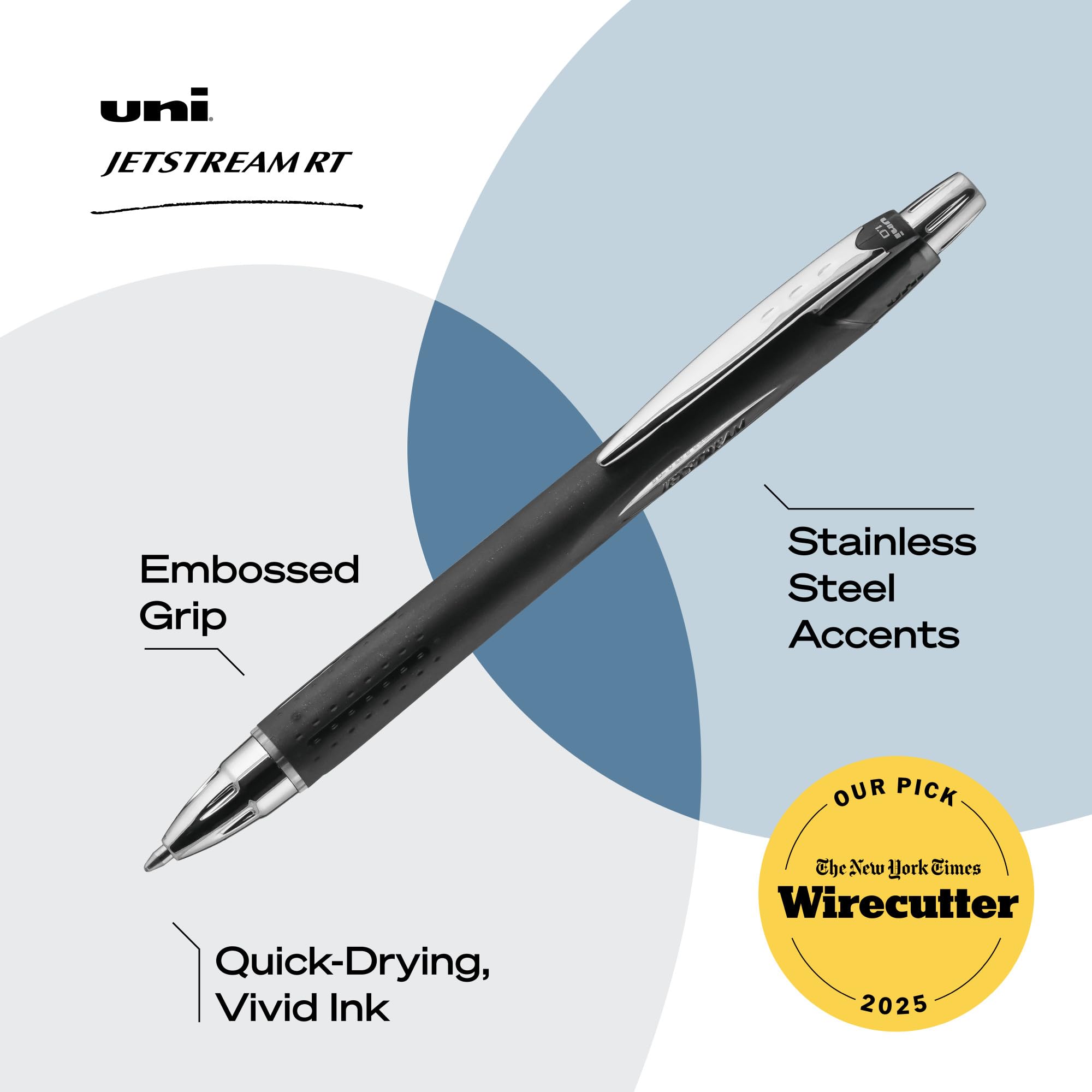 uni-ball Jetstream RT Retractable Roller Ball Pens, Fine Point, Black Ink, Pack of 12
