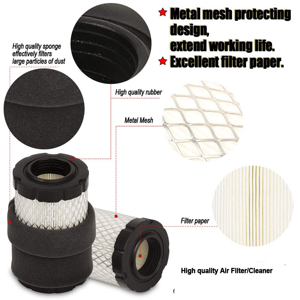 HIFROM Air Filter Pre Filter Fuel Filter kit Compatible with John Deere L105 L107 LA135 LA145 D160 D170 E100 E120 E130 Z335E Z335M Z345R Z355R MIU14395 GY21435 MIU13963 Lawn Mower