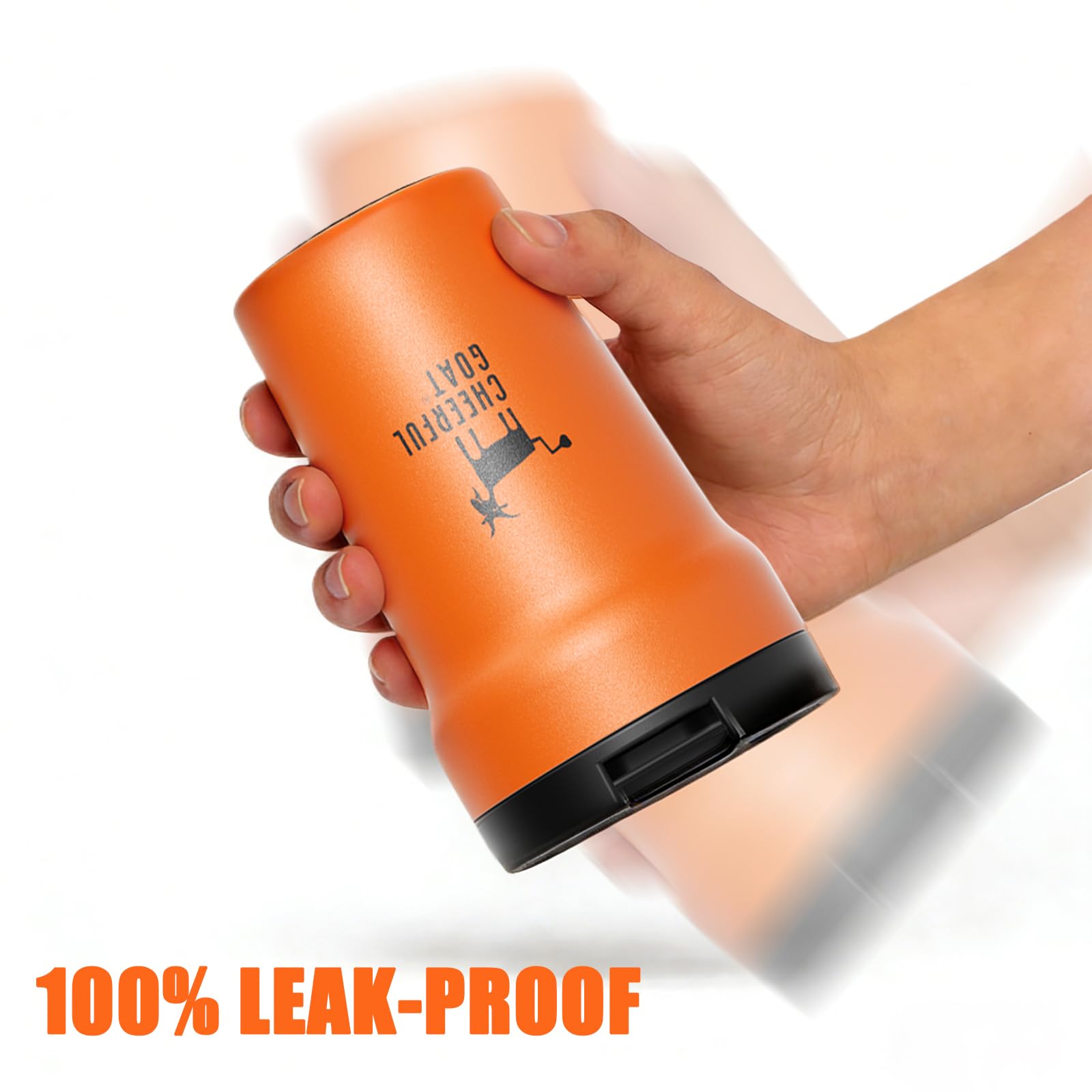 CHEERFUL GOAT Ceramic Lined Coffee Travel Mug – Stainless Steel Travel Coffee Tumbler with Ceramic Liner, with lid, 12oz Coffee Cup for Hot and Cold Water Coffee at Home, Office, or On the Go (Orange)