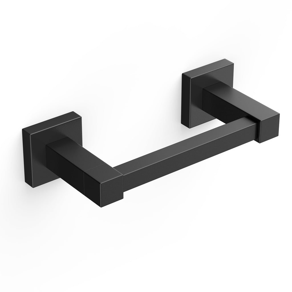 FORIOUS Toilet Paper Holder, SUS304 Stainless Steel Bathroom Hardware Set Wall Mounted with Double Post Pivoting Toilet Tissue Roll Holders, Towel Ring for Bathroom RV Kitchen, Matte Black