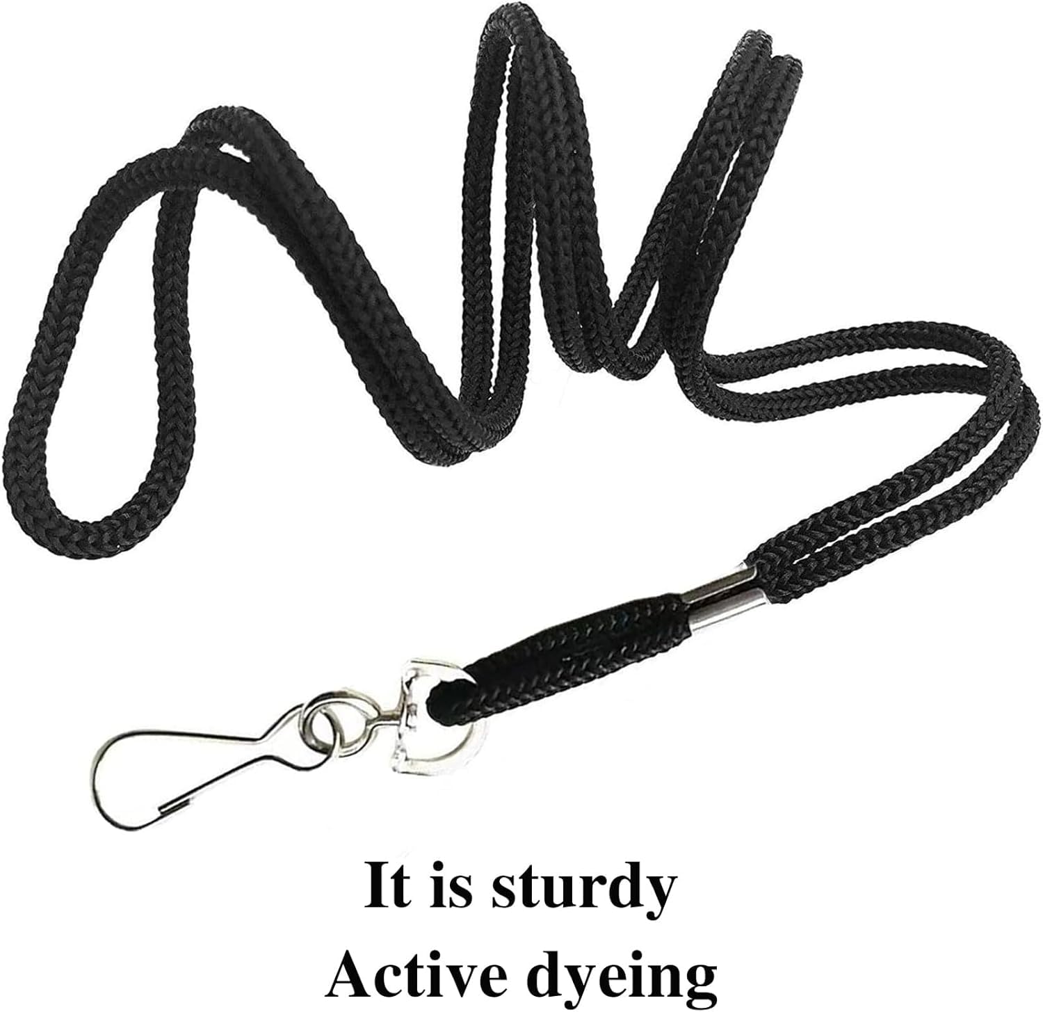 100 Pack Badge Lanyards, for ID Badges, Black Lanyards Badge Holder Card Lanyards with Swivel Hook (Black)