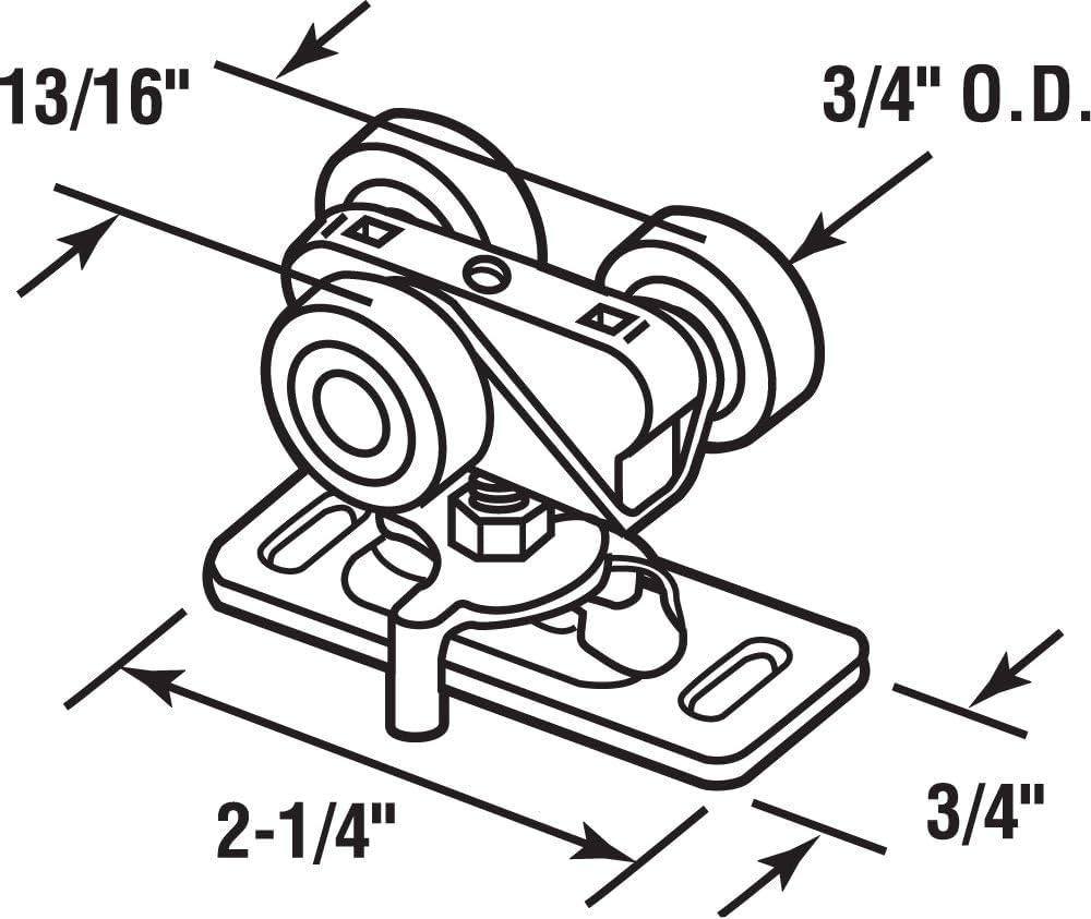 3/4 Inch Sliding Pocket Door Rollers Assembly, Sliding Door Wheels Replacement Part with Top Hanger for Johnson Part Hardware Kit, Sliding Door Hardware Kits for Bypass, Closet Doors