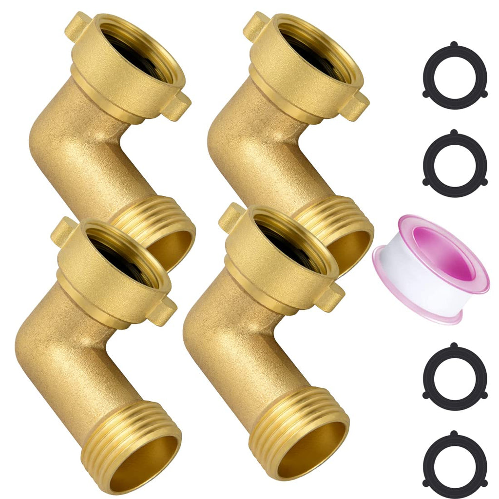 Garden Hose Elbow Connector, 90 Degree Hose Extender, Solid Brass Elbow Water Pipe Adapter
