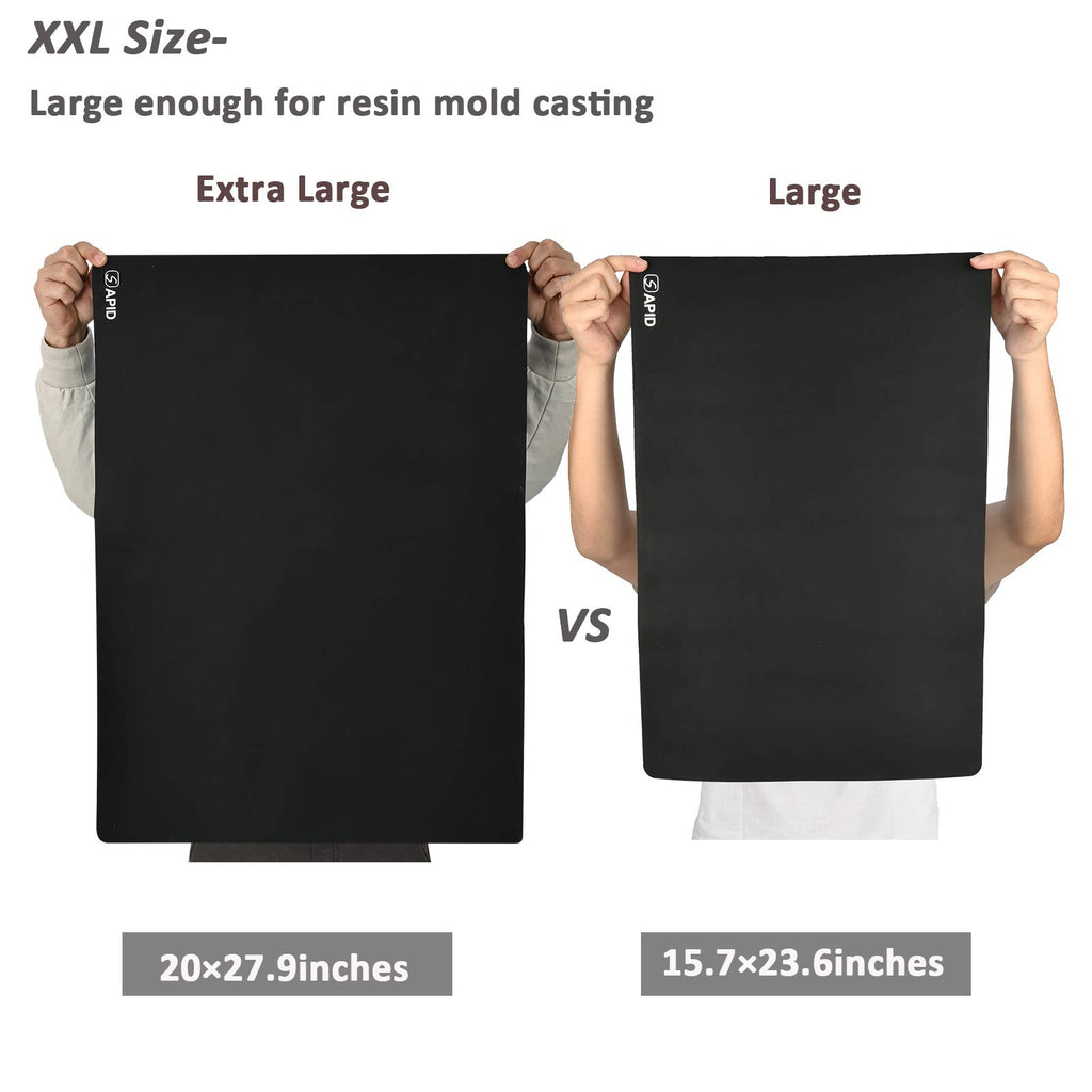 Sapid Extra Large Silicone Sheet for Crafts, Extra Thick Silicone Jewelry Casting Mats, Nonstick Nonslip Silicon Mat for Epoxy Resin, Art Painting, Heat- Resistance Counter Mat (20"×27.9", Black)