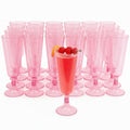 MATANA 50 Plastic Champagne Flutes Pink Glitter 5 oz/ 150ml - Reusable Champagne Glasses, Cocktail Glasses, Mimosa Glasses for Cocktails, Dessert, Wine - Toasting Glasses for Parties, Weddings
