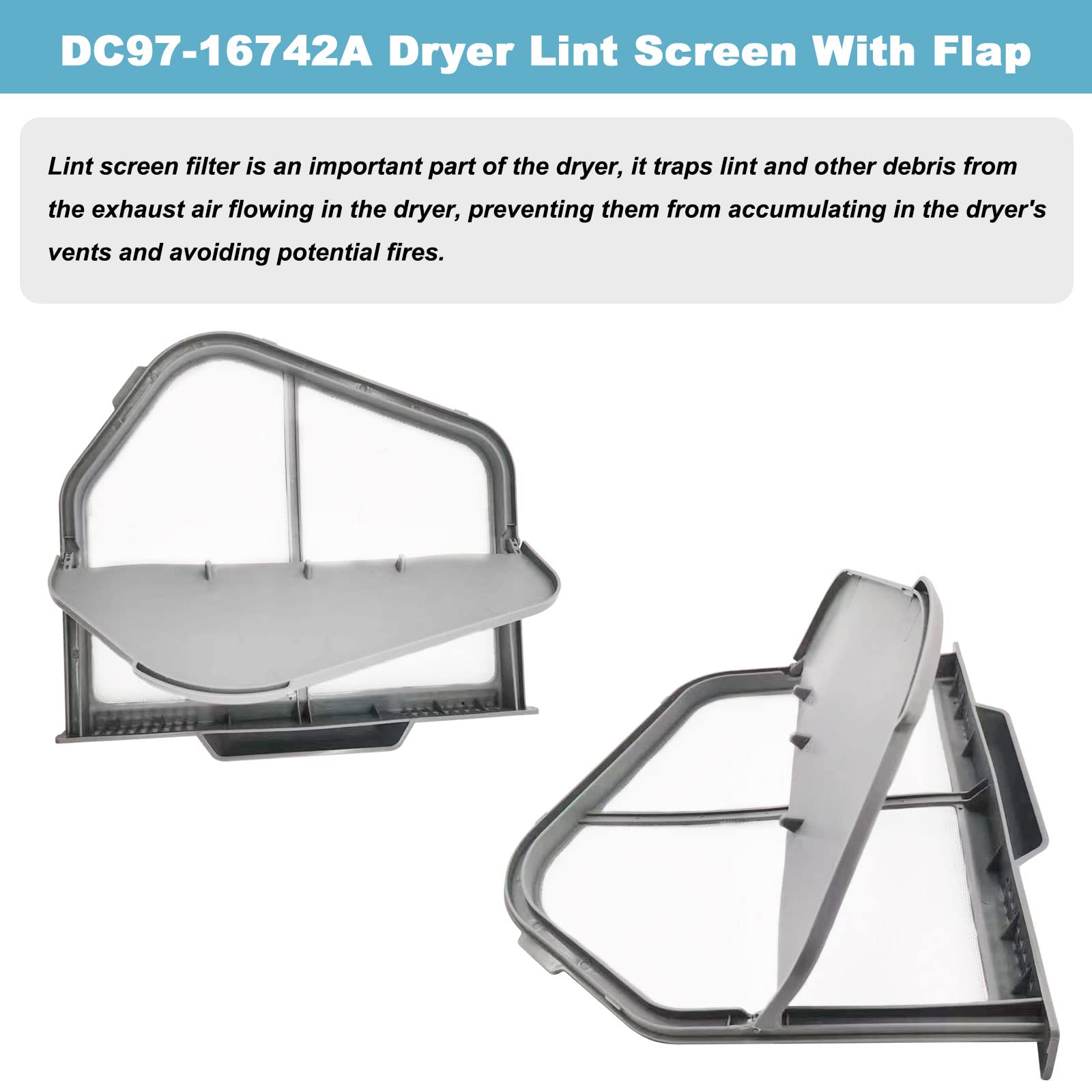 DC97-16742A Dryer Lint Filter Replacement for Samsung Dryer Lint Trap Screen Filter - Replaces 3319952, AP5306681, PS4221839, DC61-03048A, EAP4221839