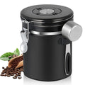 Pitmoly Airtight Coffee Canister with CO2 Valve,16OZ Food Storage Container, 1.5L Stainless Steel Coffee Storage Jar with Date Tracker and Measuring Scoop for Coffee Beans, Grounds, Sugar and Flour
