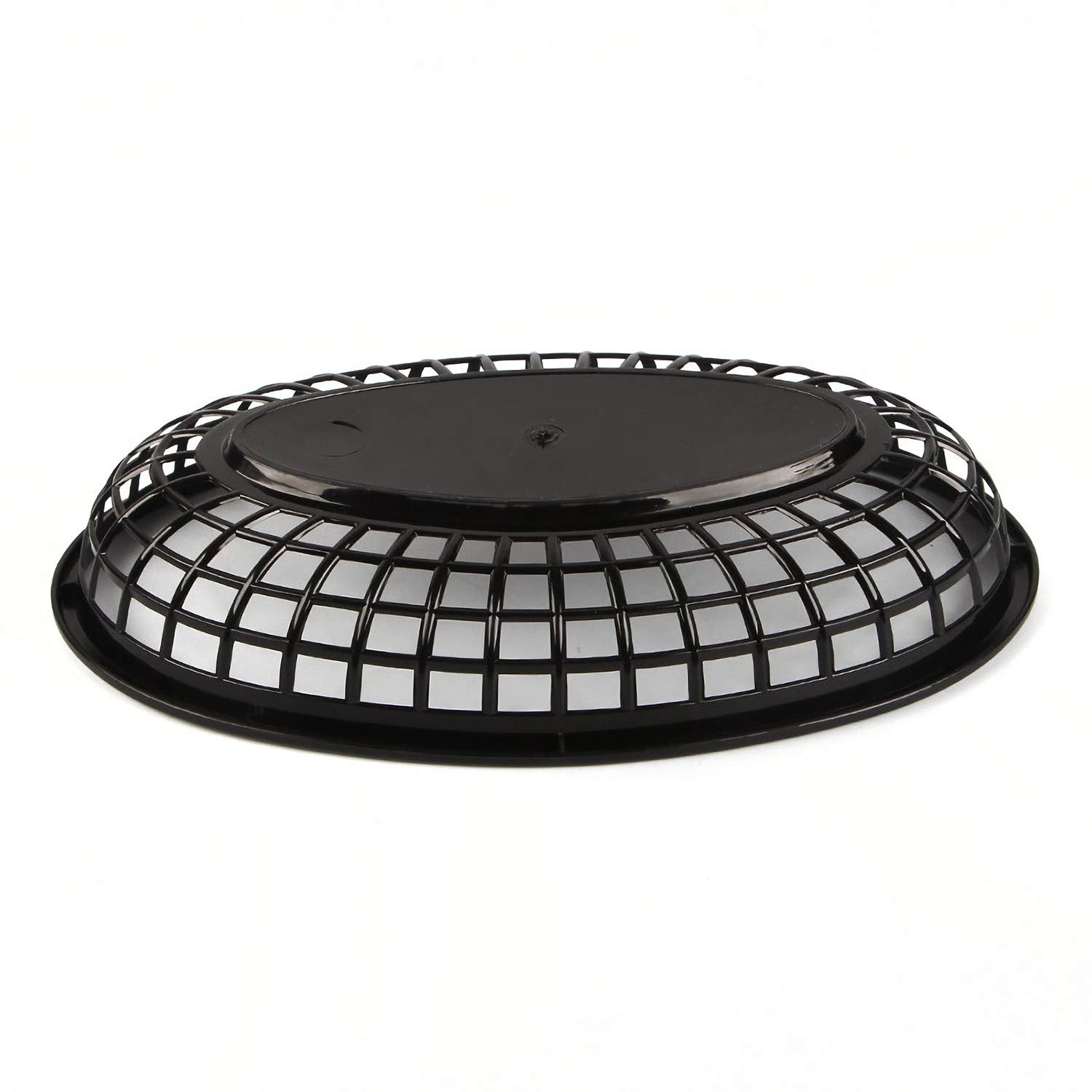 Kingrol 50 Pack Black Oval Fast Food Baskets, Food Serving Tray for Sandwiches, Burgers, Nachos, Fries, Hot Corn Dogs, Plastic Storage Basket Bin, 8-7/8 x 5-5/8 Inches