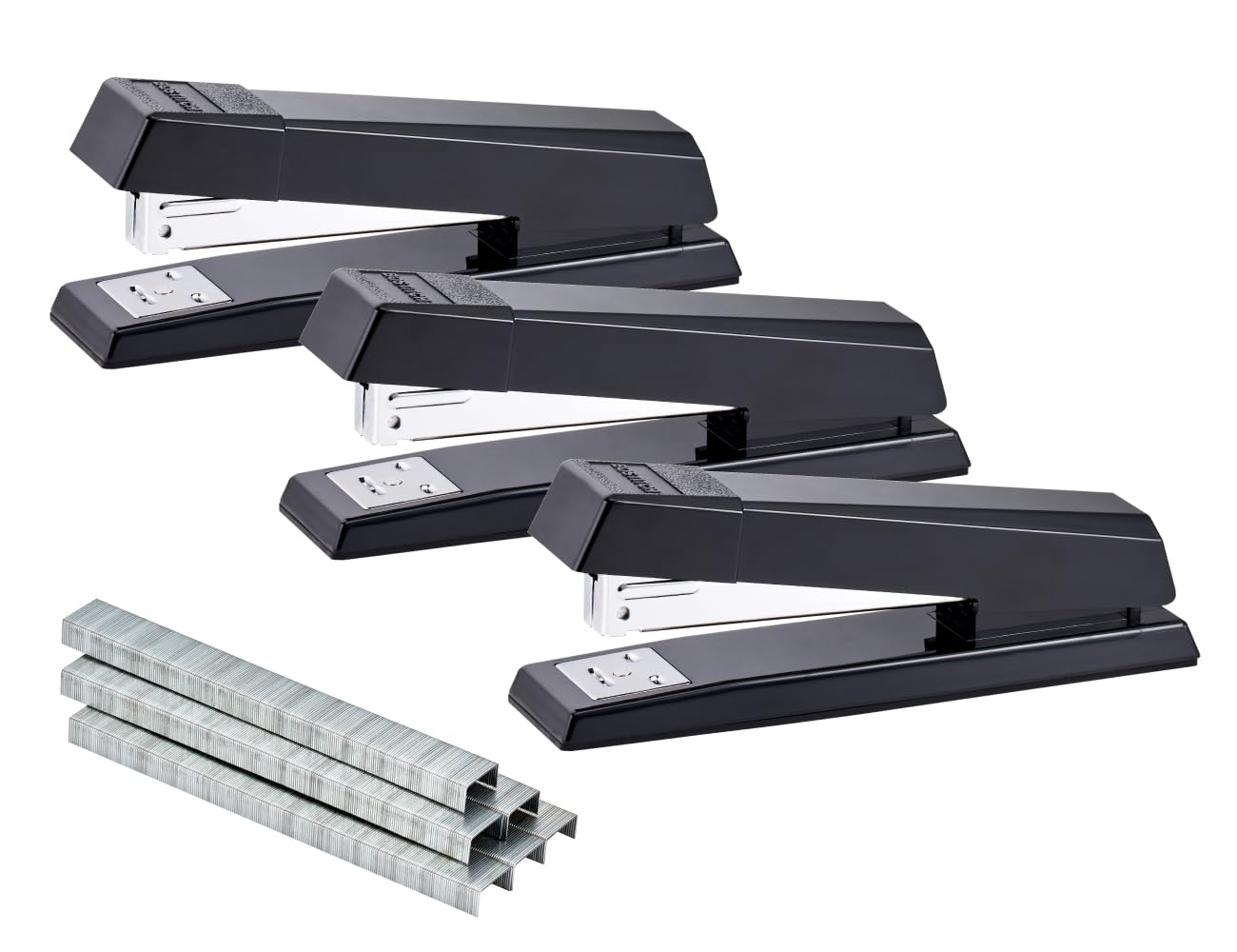 Bostitch Office Stapler, No-Jam Premium for Desktop, Includes 1,250 Staples, Full-Strip, 25 Sheet Capacity, Black, 3 Pack