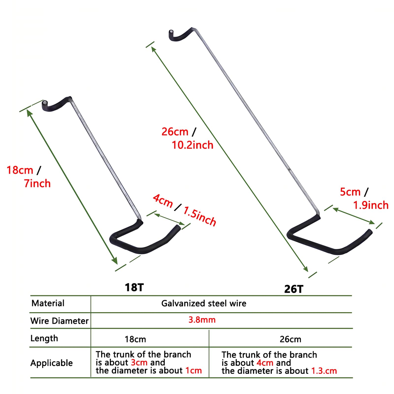 WLSANX Fruit Tree Limb Spreader 20pcs,10inch Branch Puller,New Fruit Branch Spreader Plastic Hose Wrapped Iron Wire Don't Damage Branches,Tree Open Angle Pull Branch Bending Tool (26T)