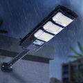 Solar Powered LED Street Light Outdoor Flood Lamp Waterproof Motion Sensor with Remote Control for Courts, Yards, Barns, Gardens, Docks, Factories