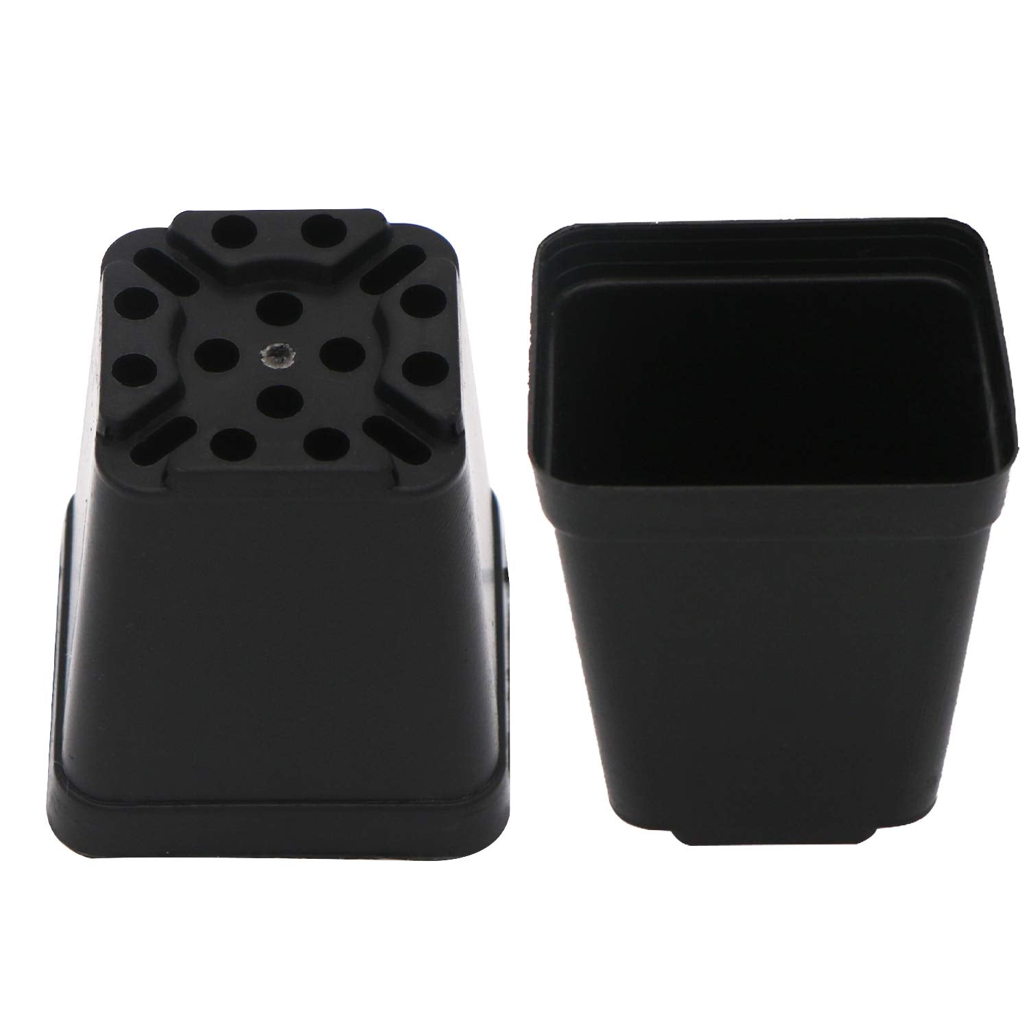 2 Inch Plastic Nursery Pots 100 Pcs Sturdy & Reusable Square Plant Pot Starter Container with Drainage Holes for for Seed Starting, Succulents, Seedlings & Garden Plants, Black