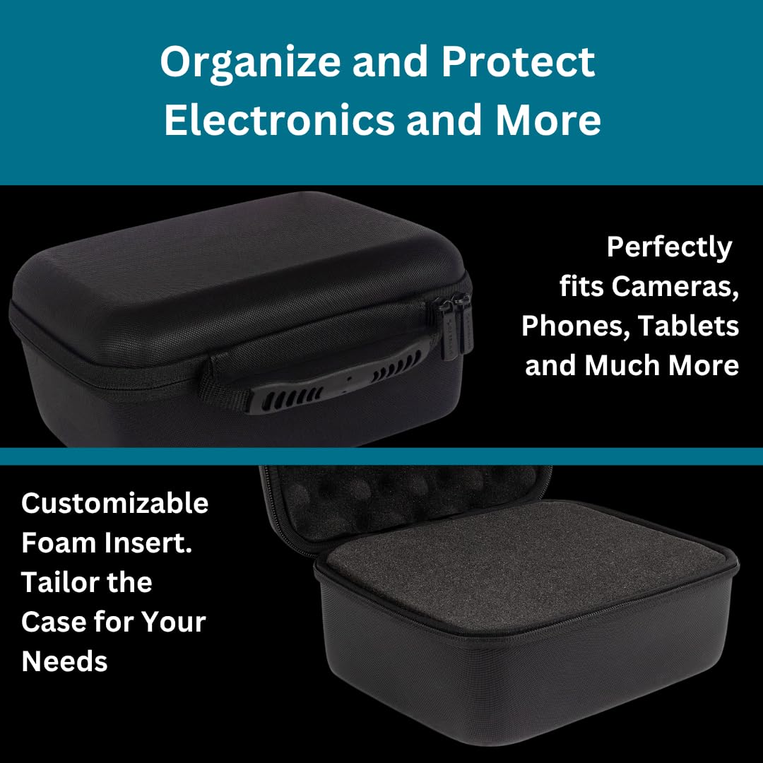 Protective Hard Case With Customizable Foam - Lightweight Hard Shell Case for Electronics, Cosmetic, Makeup & More - EVA Protection (11" x 9" x 5.5")