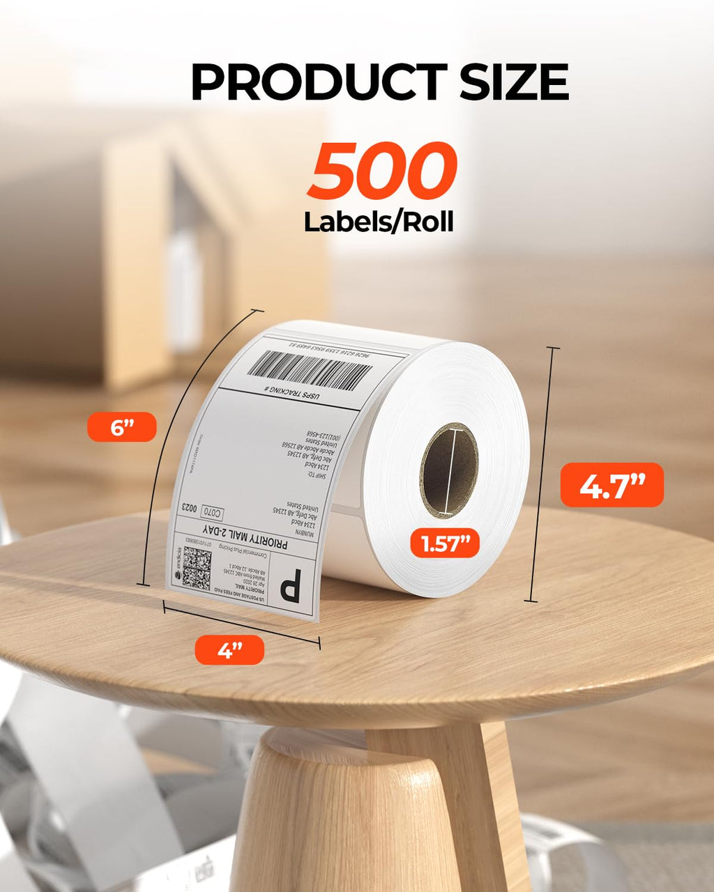 MUNBYN 4x6 Direct Thermal Roll Shipping Labels 500 Pics for Address Mailing Postage USPS UPS FedEx Amazon Canada Post Shipping Labels, Commercial Grade 500 Labels/1 Rolls