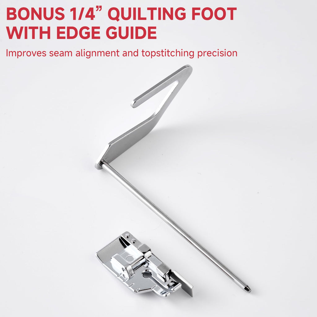 Open Toe Walking Foot with Guide – Compatible with Brother Sewing Machine, 7mm Low Shank Attachment, Bonus 1/4 Inch Quilting Foot