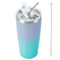 BJPKPK Insulated Stainless Steel Tumbler, Coffee Tumbler with Lid and Straw, Double Wall Vacuum Travel Mug, Powder Coated Leak-Proof Tumbler Cup,Purple Green