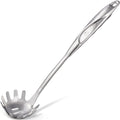 Zulay Kitchen Pasta Server - Durable Food Grade Stainless Steel Pasta Spoon Server with Ergonomic Handle & Heat Resistant Design - Kitchen Spaghetti Server Fork for Noodles, Pasta, & More (12 inch)