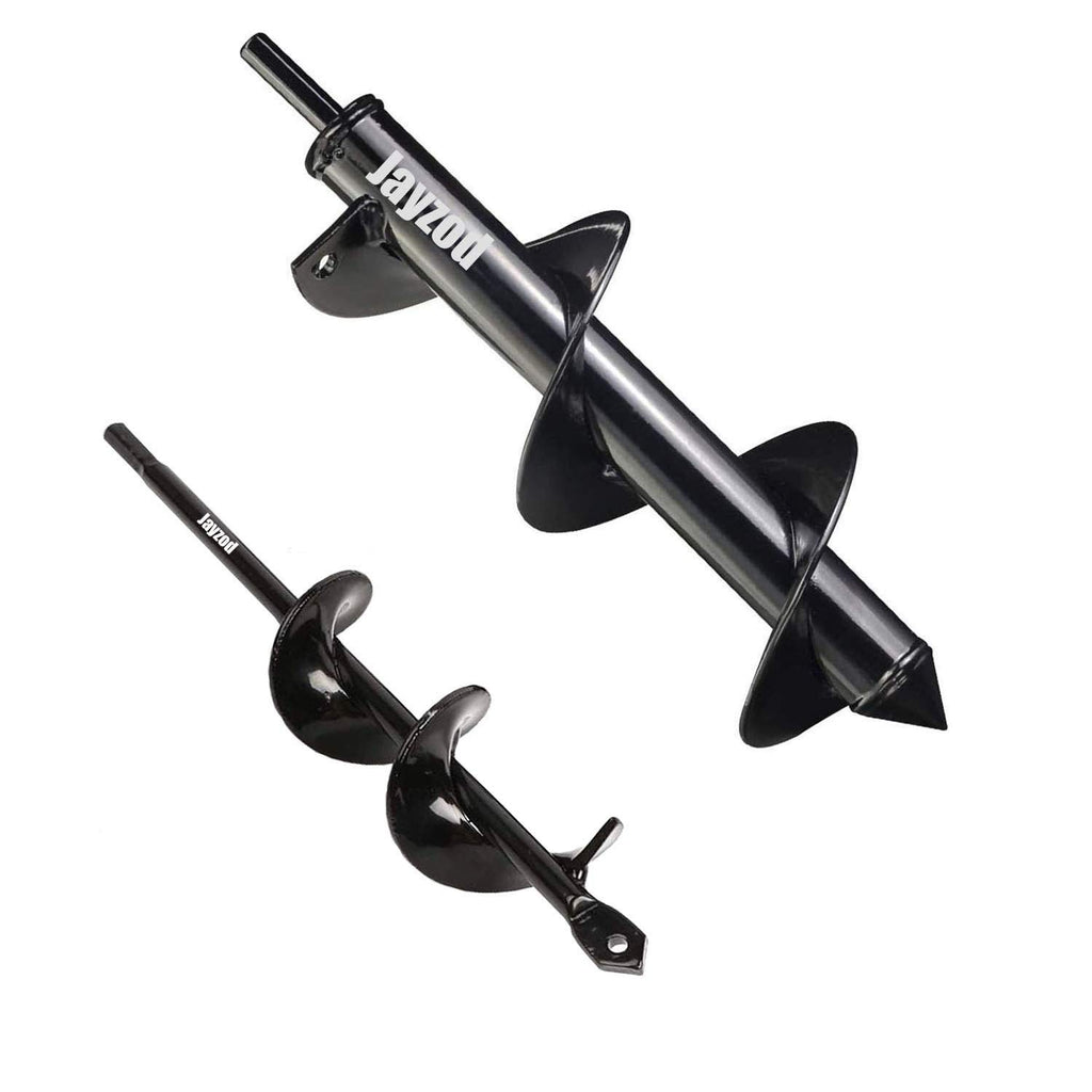 Jayzod Auger Drill bit for Planting 1.6x8.7& 4x12 Garden Auger Spiral Drill Bit,Bulb & Bedding Plant Augers,Plants Drill bit for 3/8” Hex Drive Drill