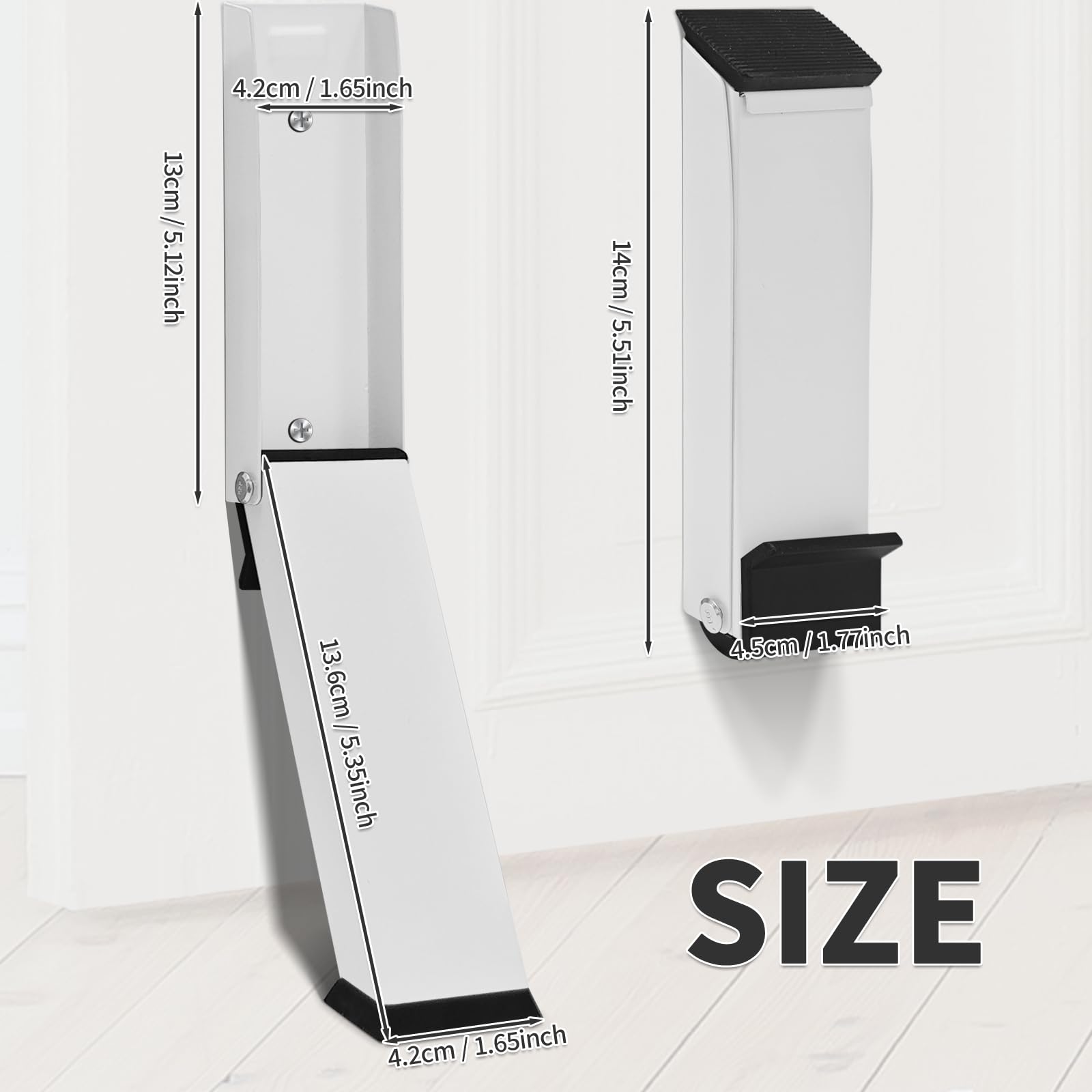 Door Stopper,No Drilling DoorsStop,DoorHolder to Keep Doors Open,Kick Down DoorStopper,DoorStops for Bottom of Door,Hold Open Folding Doorstop,Doorstop with Rubber Tips(White)
