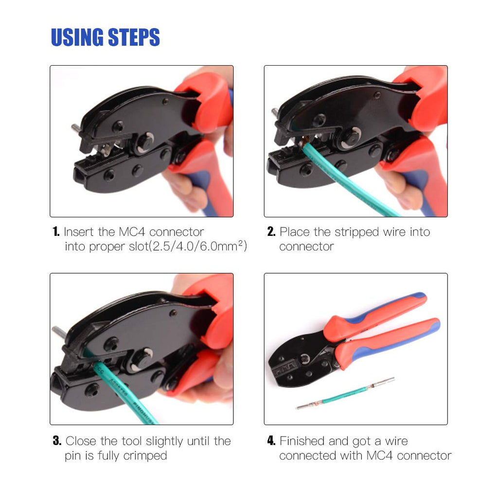 Glarks Crimper Solar Crimping Tools for AWG26-10 2.5/4/6mm² Solar Panel PV Cable