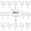 SIYOMG Plastic Sign Holder Clip, 15 Pack Double Head Rotating Clip On POP Swivel Sign Holding Clamp with Card Protector, Merchandise Sign Display Clip for Business Store Supermarket Office Exhibition