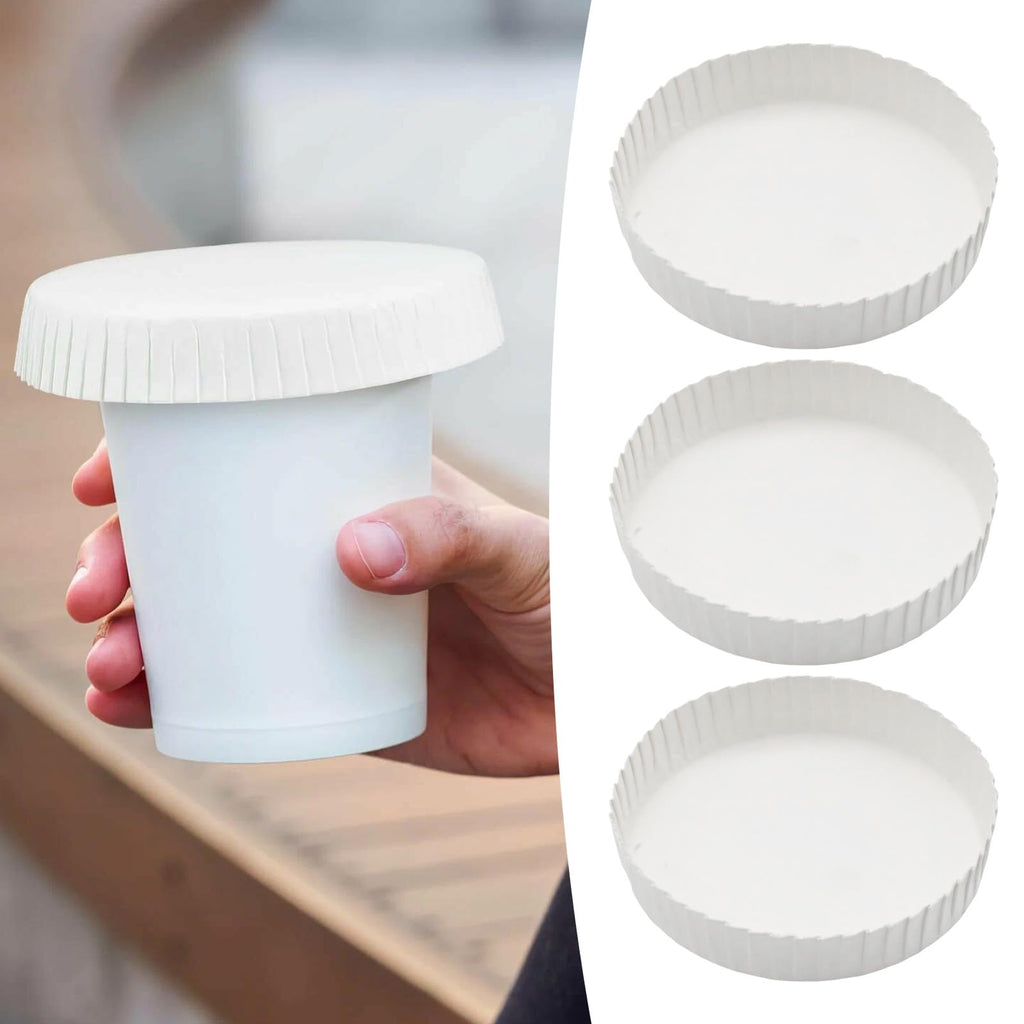 VIKKSAER 150Pcs Disposable Paper Cup Cover, White Coffee Cup Lids, 7.5 x 7.5 x 1.5cm, Suitable for Home, Parties, Offices, Cafes
