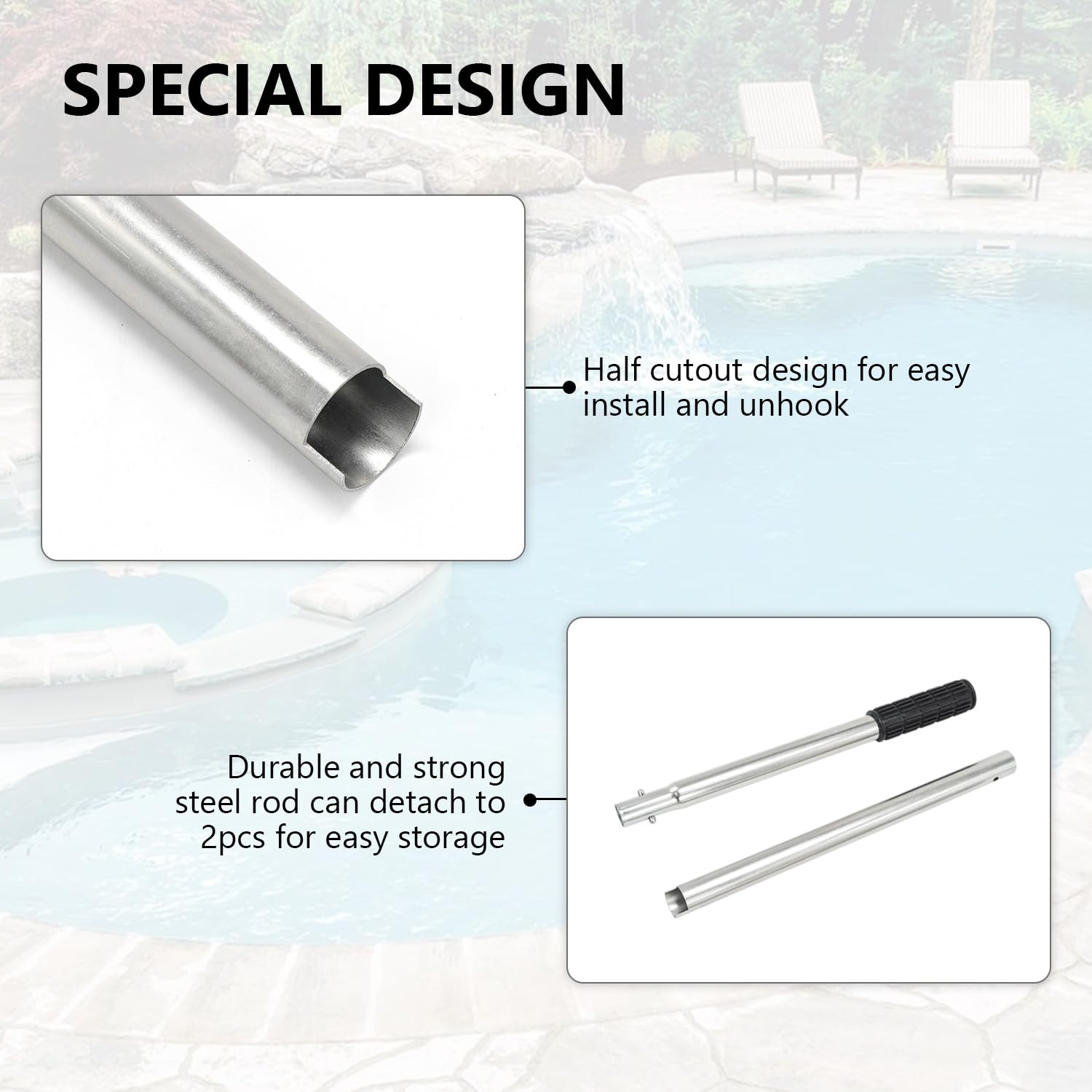 scottchen PRO Pool Cover Tool Swimming Pool Rod 26-1/2inch Pool Safety Cover Installation and Removal Tool
